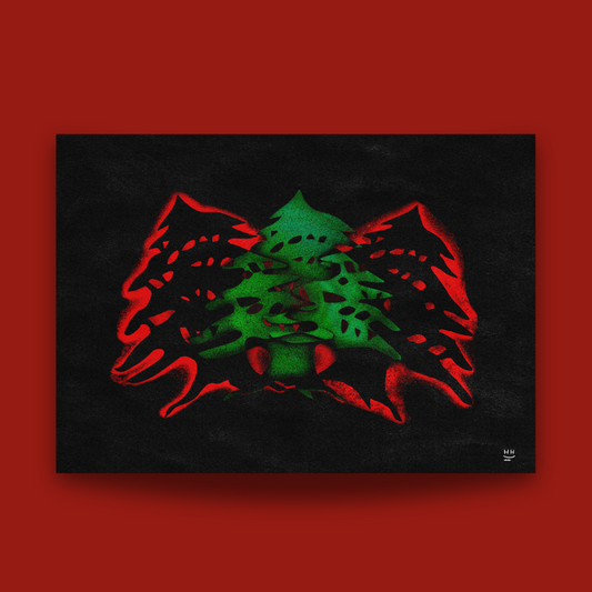 Lebanese Cedar Tree Black Background