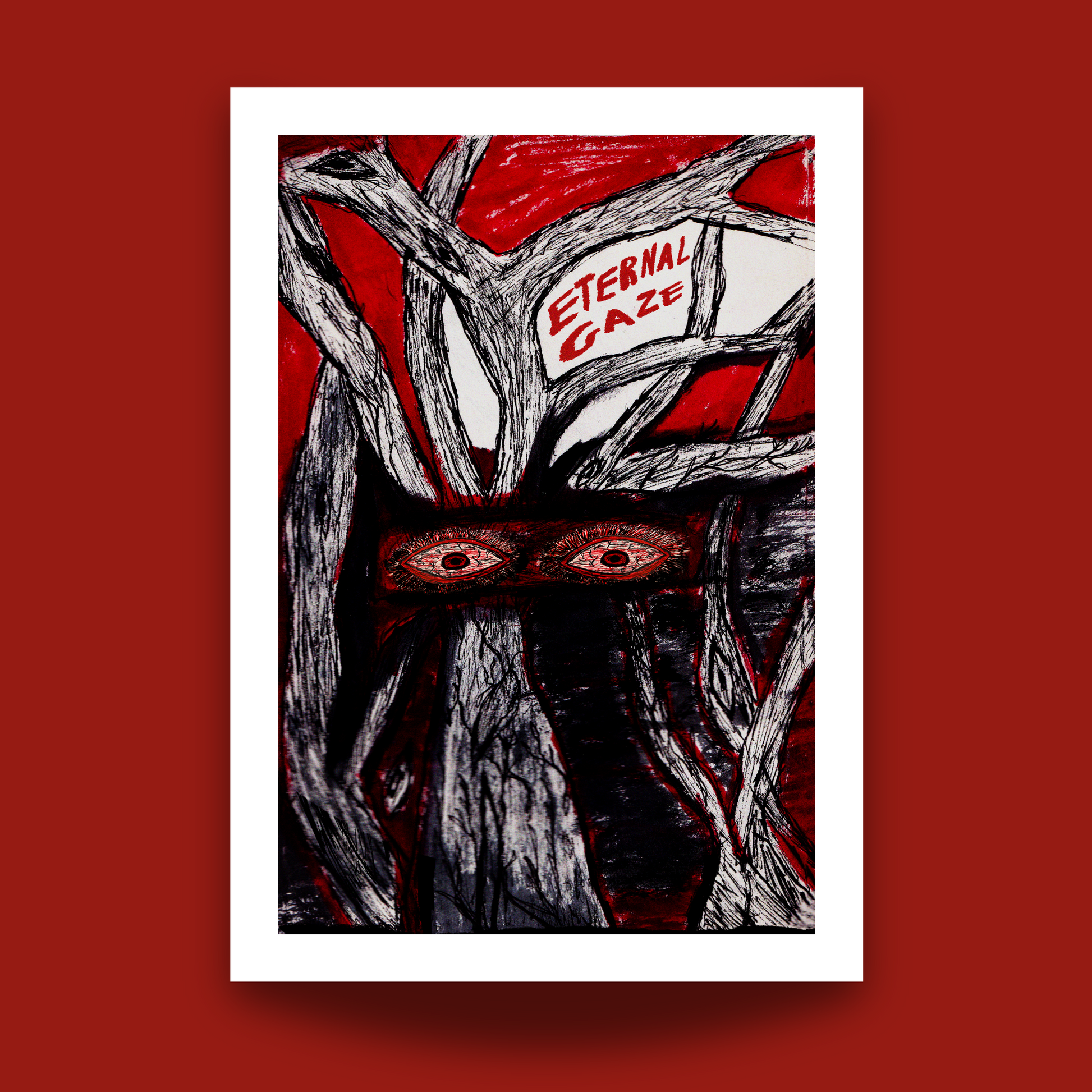 Dark Nature Setting With Trees & Hidden Eyes