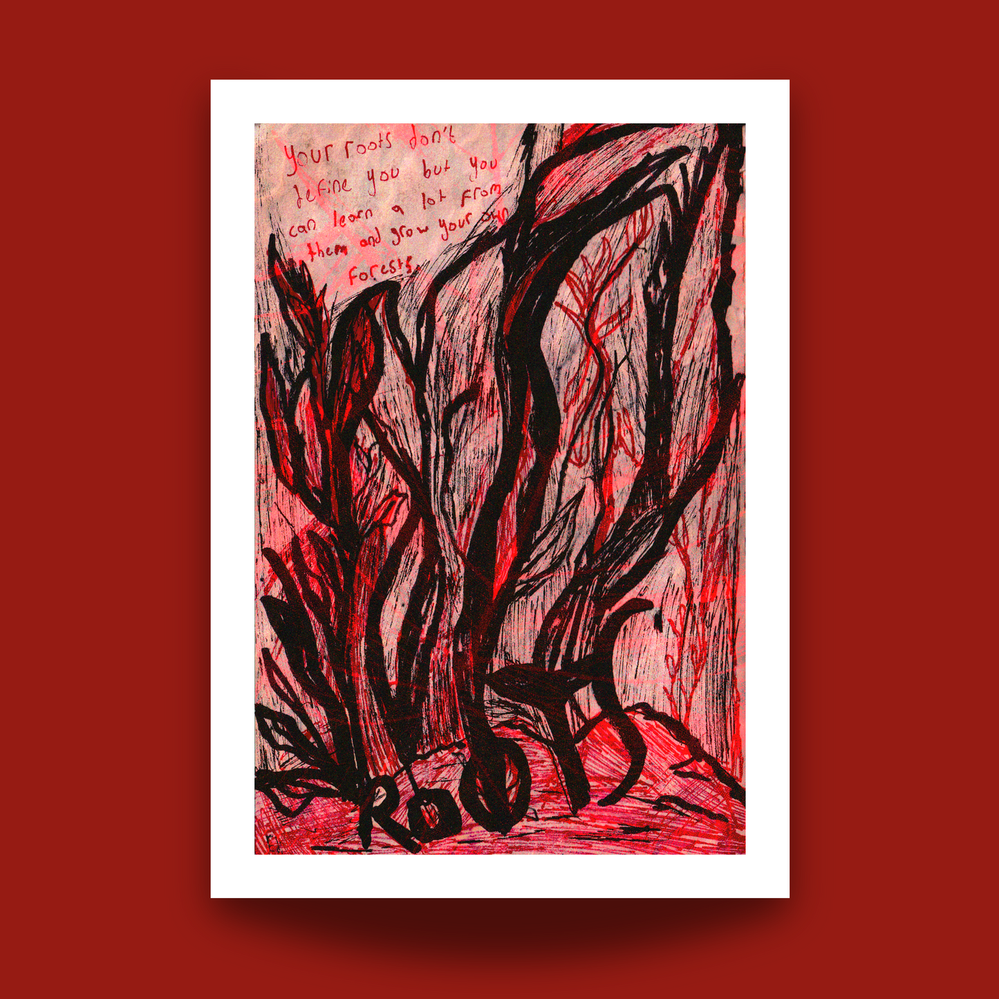 Floral Patterns Growing From The Word "ROOTS"